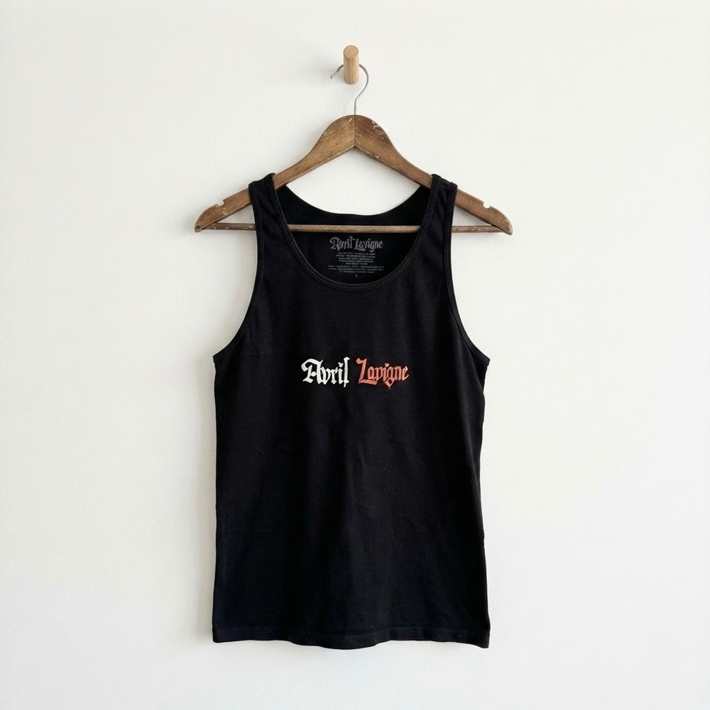 Avril Lavigne x Bois Lie Black Graphic Tank Top Small Pop Punk Y2K Concert Merch
